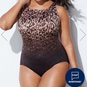 Swimsuitsforall Leopard one piece NWT